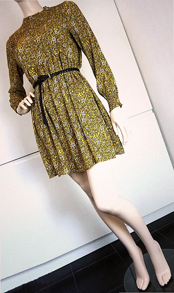 JACQUELINE DE YONG Damen Kleid Minikleid Boho Mini Tunika A Linie Geblümt Gr 38