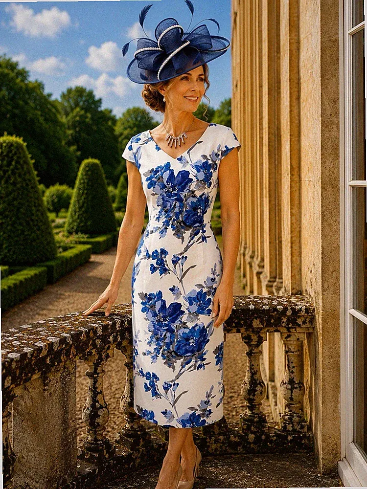 Jacques Vert Kleid Gr. 10 blau Brautmutter Anlass Hochzeit Gast