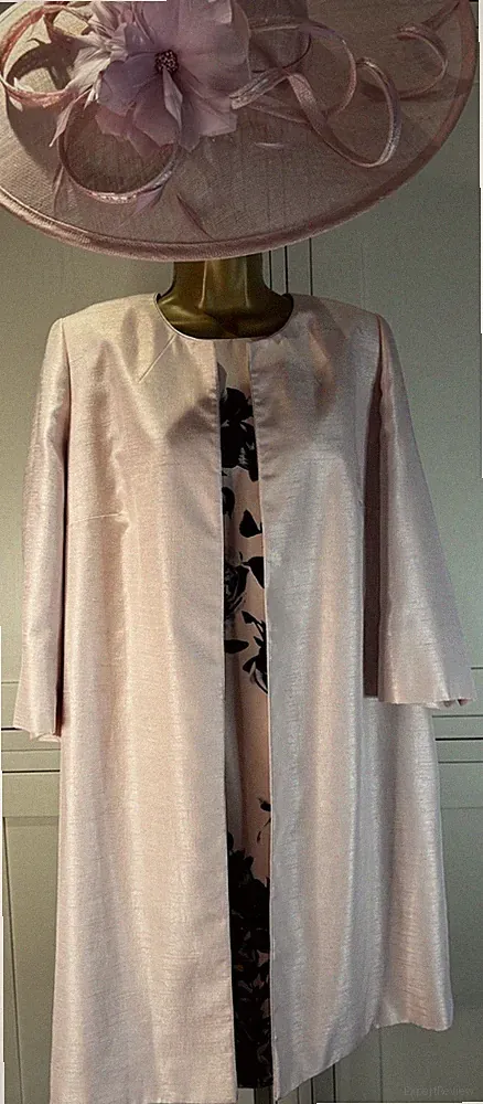 Jacques Vert UK 22 rosa Kleid Jacke Hochzeit Brautmutter Bräutigam Gast Outfit