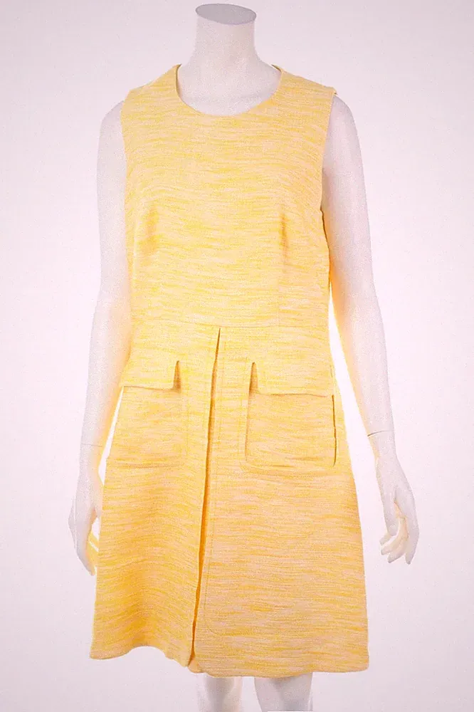 JAEGER LONDON Kleid Etuikleid Etuikleid Leinen 14 = D 40 sonnenblumengelb