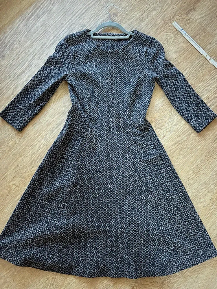 Jakes Damenkleid 34 A Linie Grau Schwarz Skaterkleid Figurbetont