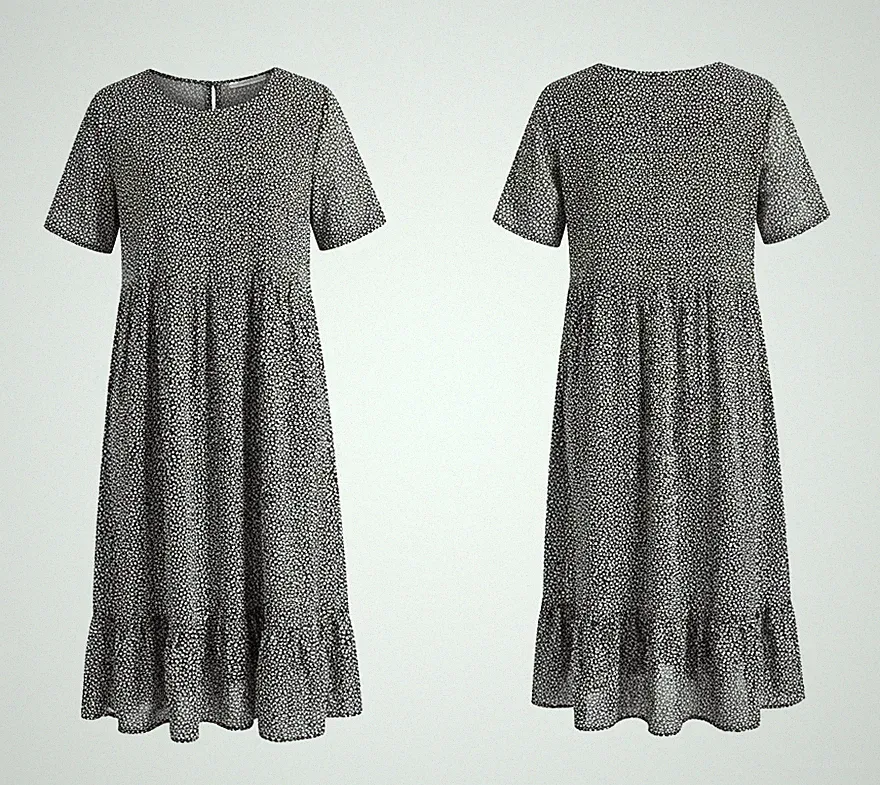 JANINA Damen Lang-Kleid A-Linie Kurzarm Blumenmuster gut für heiße Sommer