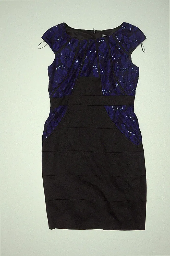 Jax Damen Schwarz Pailletten Etuikleid Größe 12 Elegant Partywear