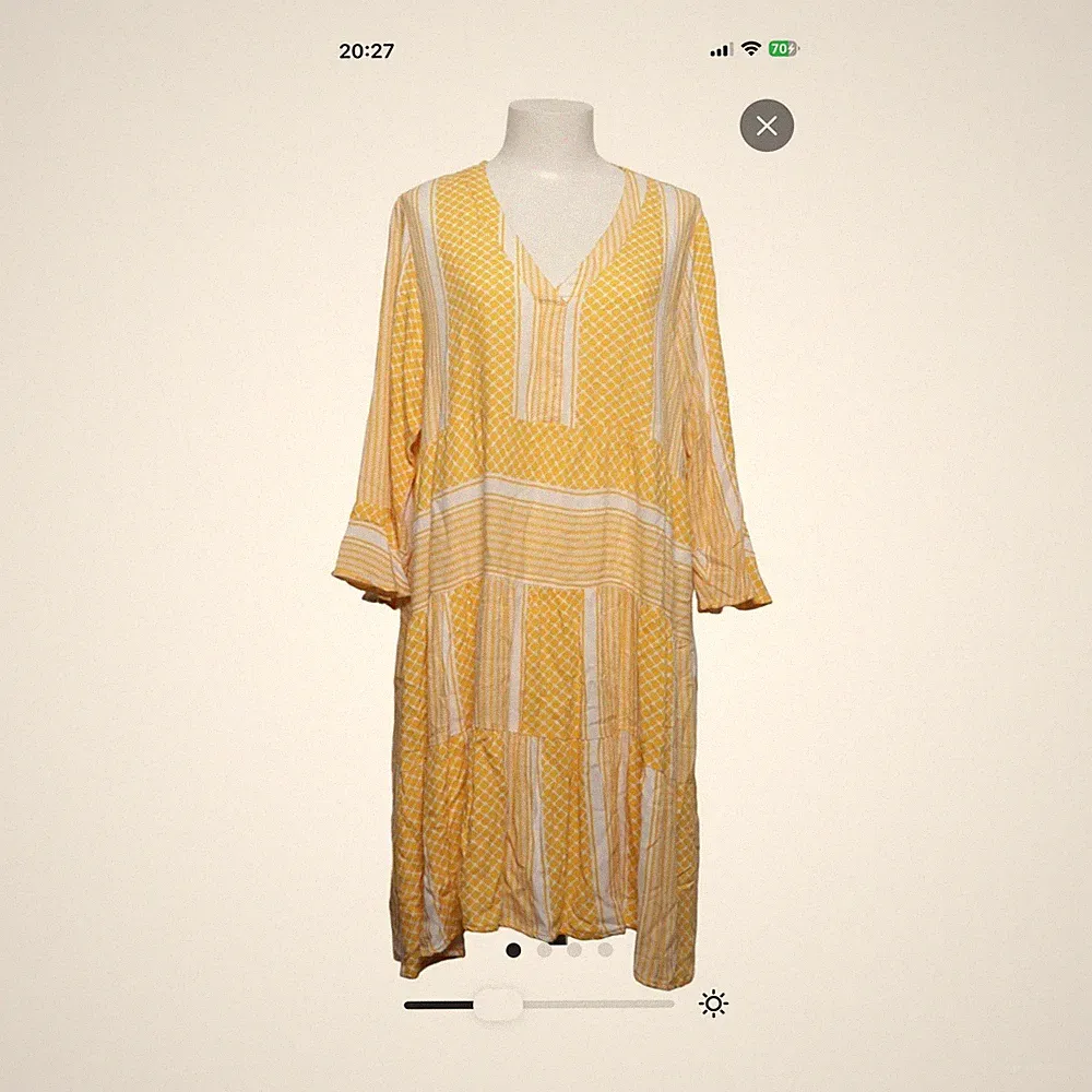 jean pascale Damen A-Linien-Kleid Gelb Weiß Geometrisch V-Ausschnitt 2XL Midi
