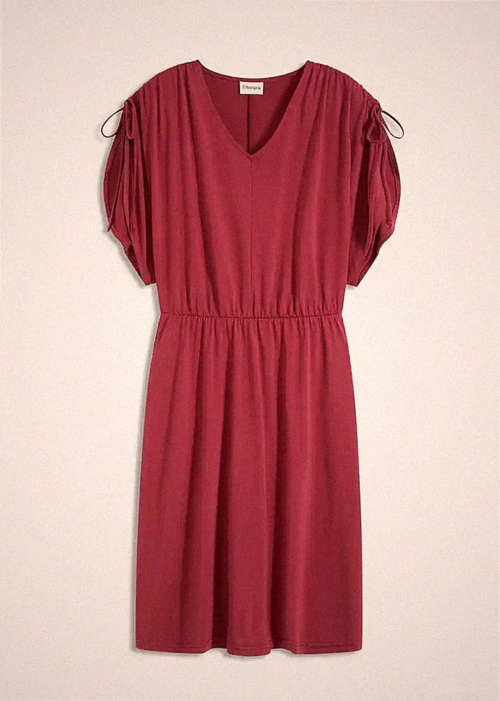 Jersey A-Linien-Kleid Gr. 44/46 Pflaumenrot Damen Jerseykleid Freizeitkleid Neu*