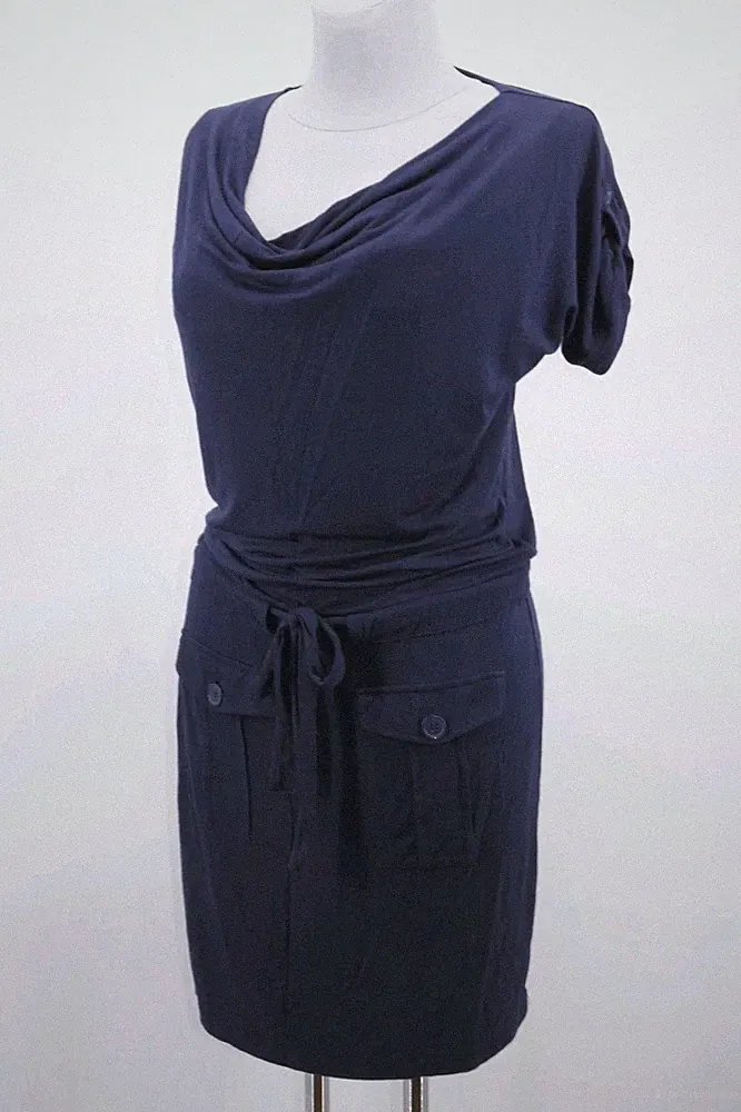 Jersey Sommerkleid John Baner A-Linie Shirtkleid Gr.36/38 Dunkelblau Viskose NEU