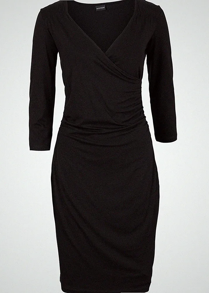 Jerseykleid Gr. 32/34 Schwarz Businesskleid Etuikleid Kurzes Bürokleid Neu