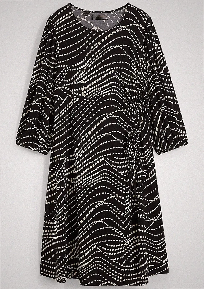 Jerseykleid in A-Linie Gr. 40/42 Schwarz Wollweiß Mini-Dress Casual-Kleid Neu*