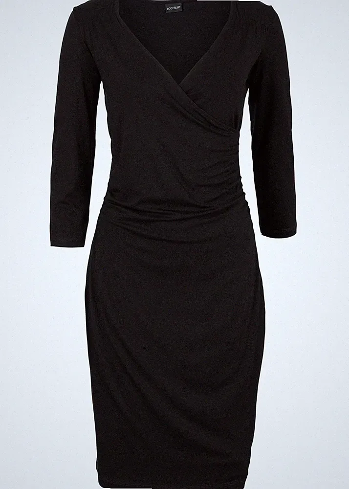 Jerseykleid m 3/4 Arm Gr 32/34 Schwarz Shirtkleid Etuikleid Mini Abendkleid Neu*