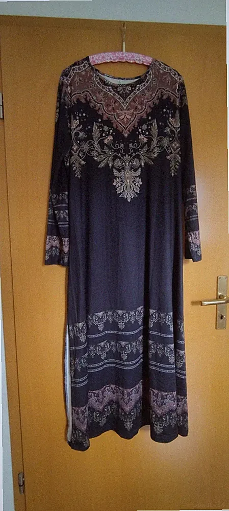 Jerseykleid Maxikleid Gr. 44/46/48 2XL Stretch, A-Linie, Grafikdruck, Maße!