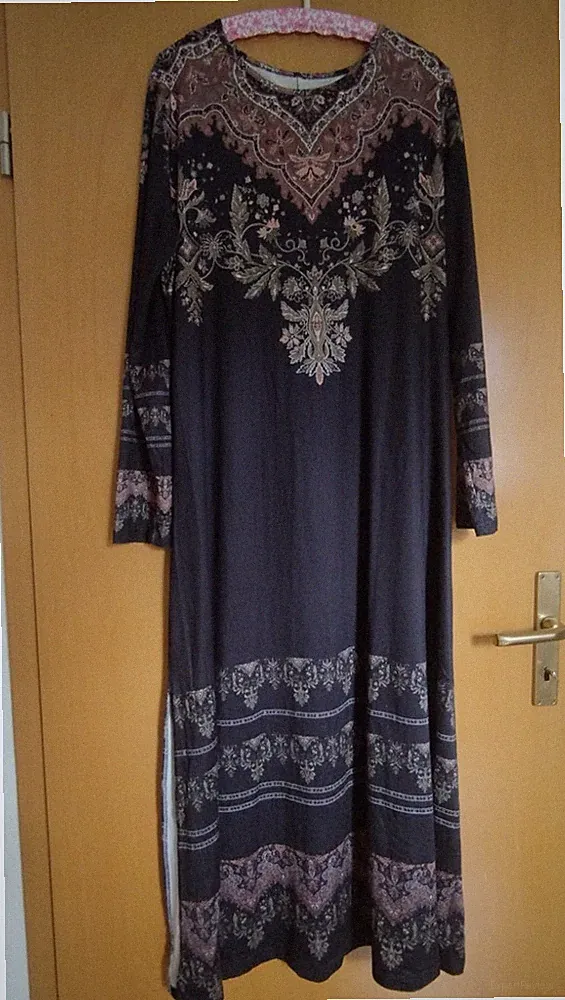 Jerseykleid Maxikleid Gr. 44/46/48 2XL Stretch, A-Linie, Grafikdruck, Maße!