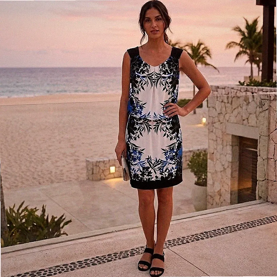 Jessica Floral Sheath Dress Womens 6 Career Vacation Wedding Guest Party Resort