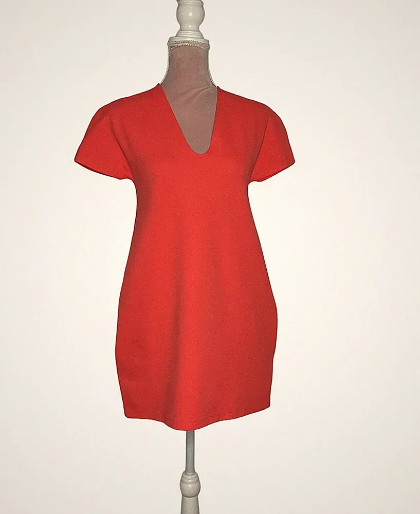 Jil Sander Coral Mini Dress Size EUR 40 Made In Italy Great For Wedding Guest