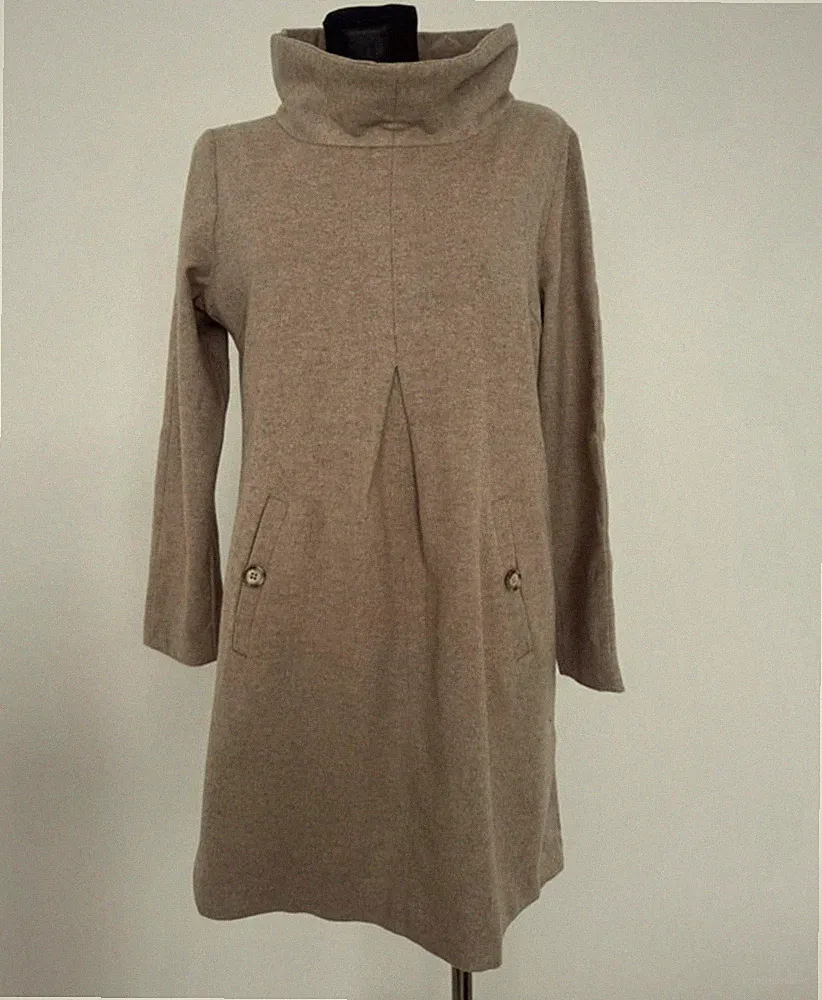 Jil Sander Damenkleid Kaschmir Woole Gr. 36 /38 Beige Top Zustand