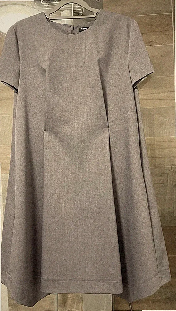 JIL SANDER NAVY Damen A-Linien-Kleid Grau Kurzarm kurz Reißverschluss Gr. 40