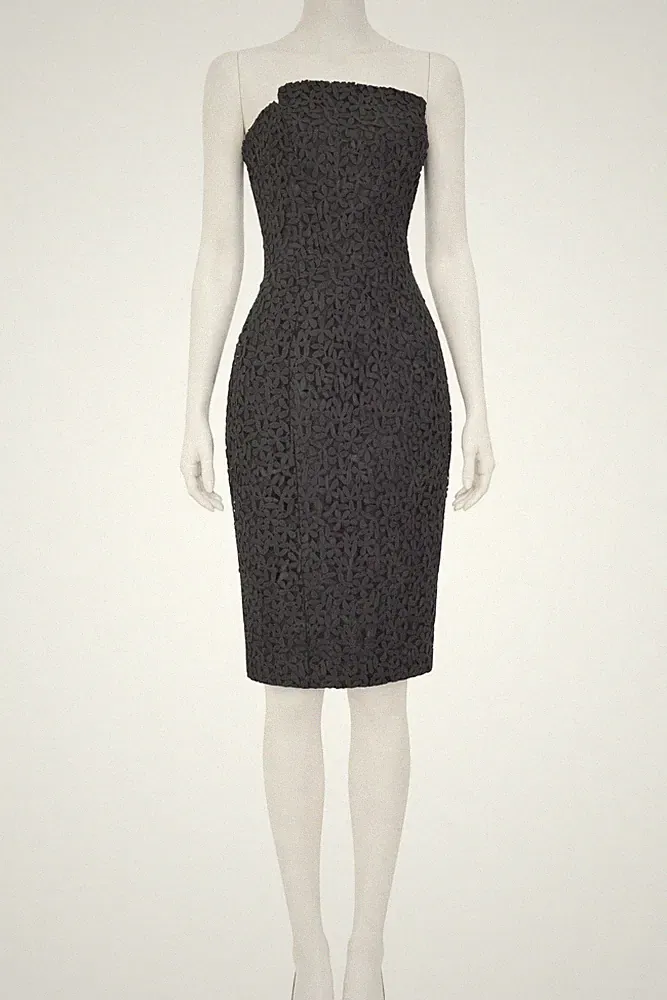 Jill Stuart trägerloses Kleid schwarz Spitze formell Blumen Hochzeitsgast Größe UK 10