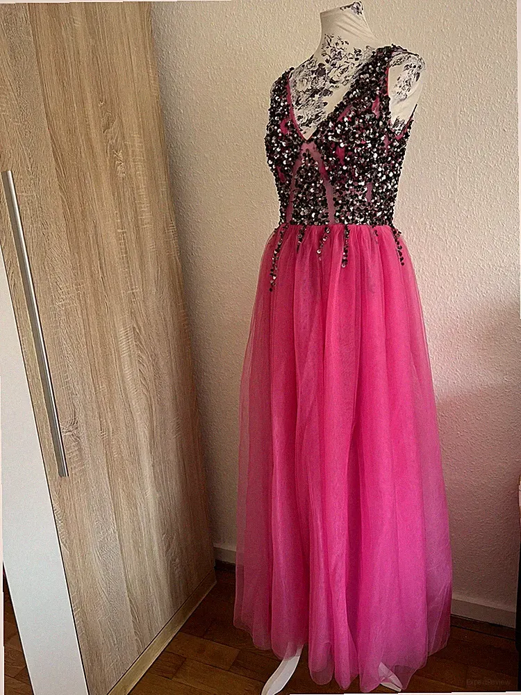 JJ’s House A-Linien-Kleid Tüll Ballkleid mit Perlstickerei Pailletten