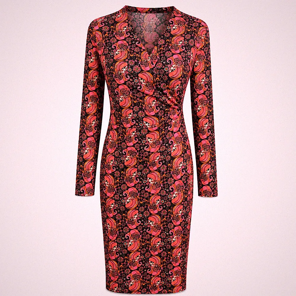 Joanie Damen-Sommerkleid Größe 14 Wickeloptik Midi neu mit Etikett rosa Hochzeitsgast