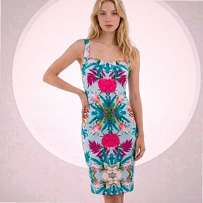 Joe Browns Bodycon-Midikleid Blumen UK10 Hochzeit Gast Anlass Party