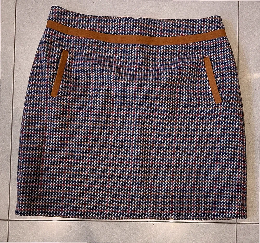 Joe Browns Tweed Karo Rock A-Linie Taschen Wollmischung gefüttert UK 16