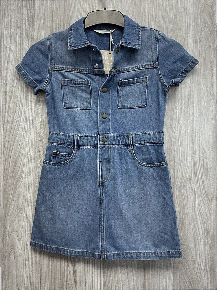 John Lewis hellblau Denim Stretch Kleid Kurzarm Alter 7.PS