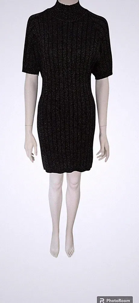 JOOP! Kleid Etuikleid Strickkleid Dress tailliert Metall Fäden Gr. 38 = M Vintag