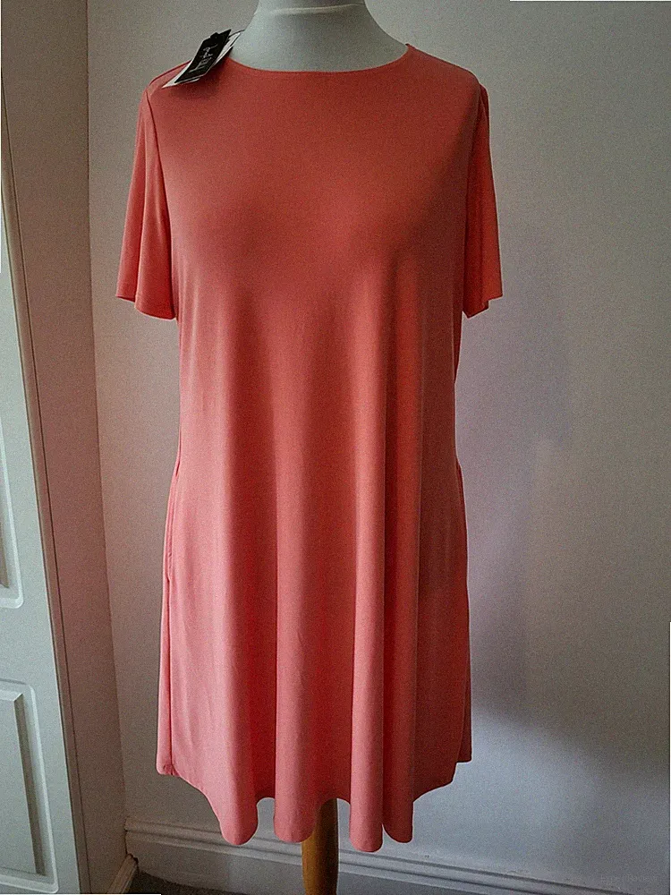 Joseph Ribkoff 202130 klassisches A-Linien-Kleid, Cantaloupe, UK-Größe 16 neu mit Etikett