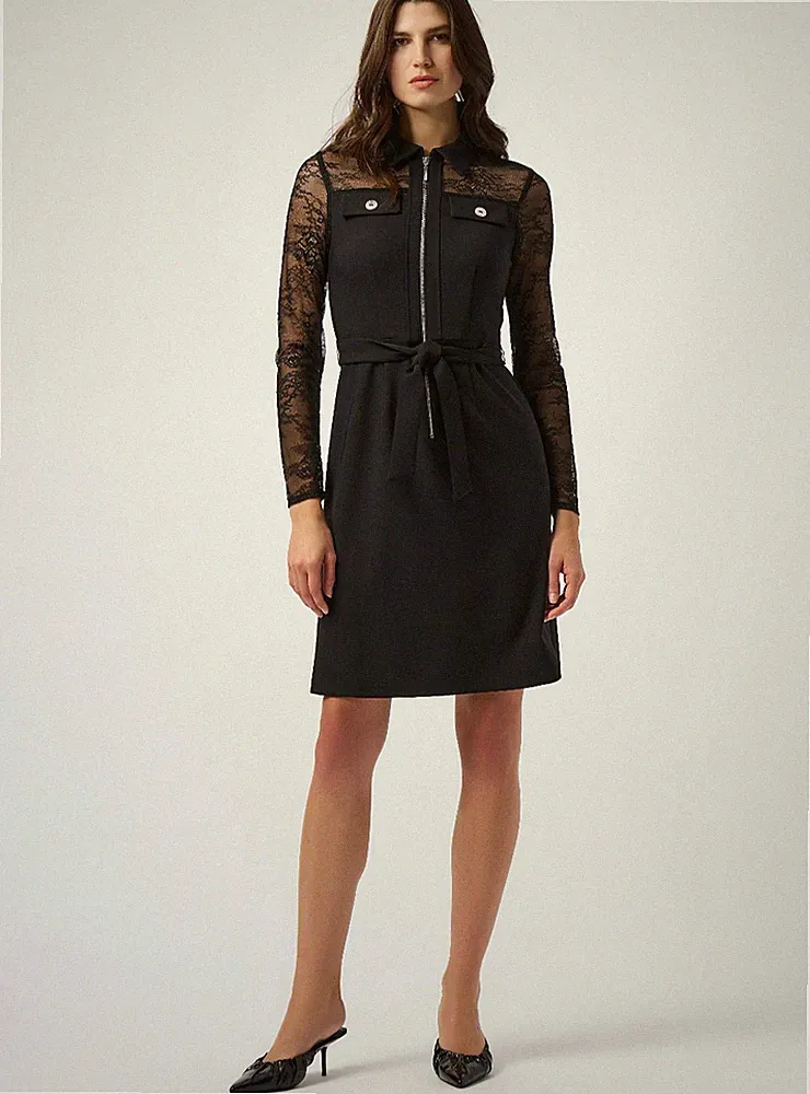 JOSEPH RIBKOFF Kleid Twill und Spitze 253220 Damen UK 6 10
