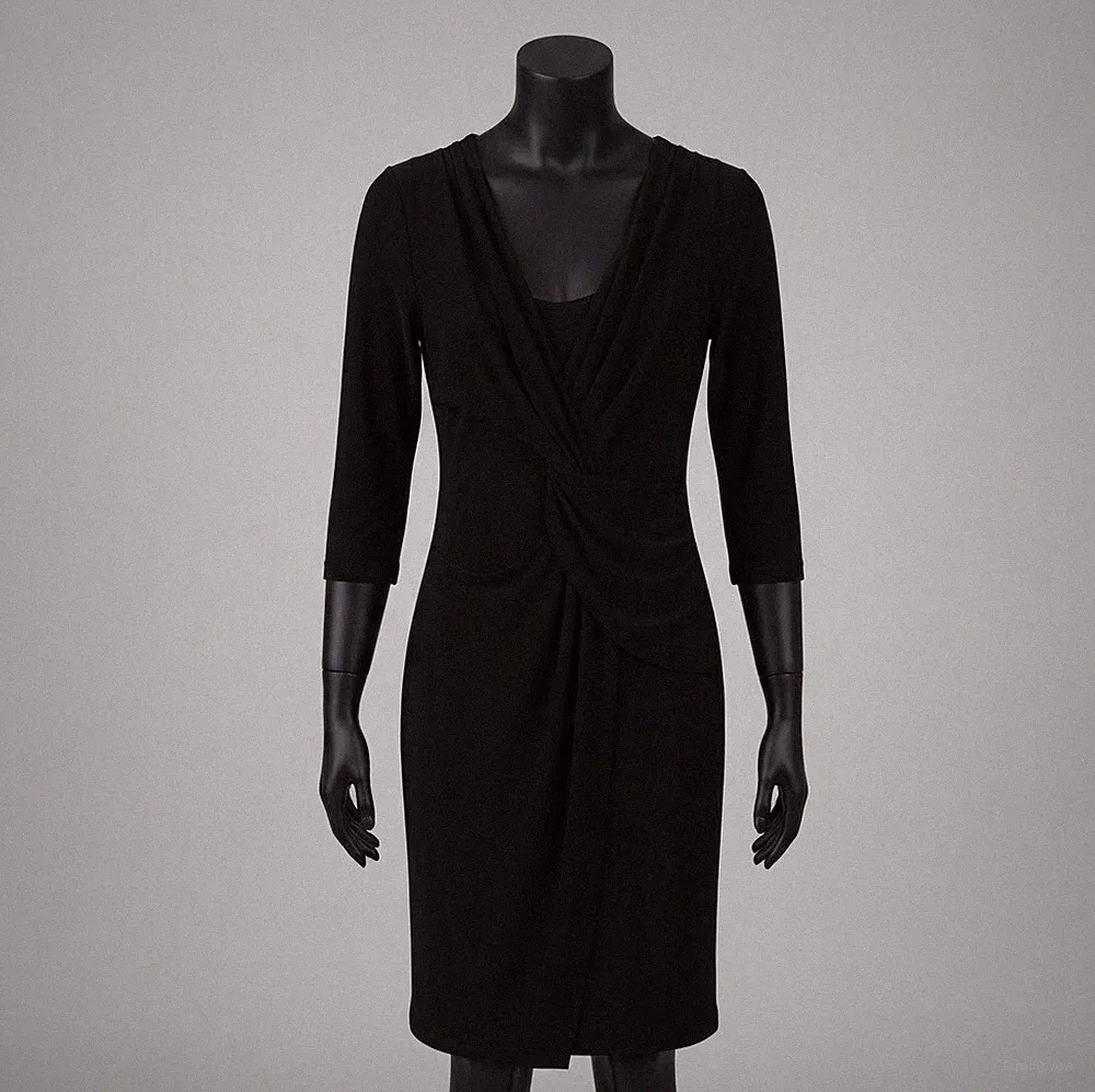 Joseph Ribkoff schwarz Twist Wickelkleid 10 Rüschen figurbetont Cocktail Hochzeit Gast