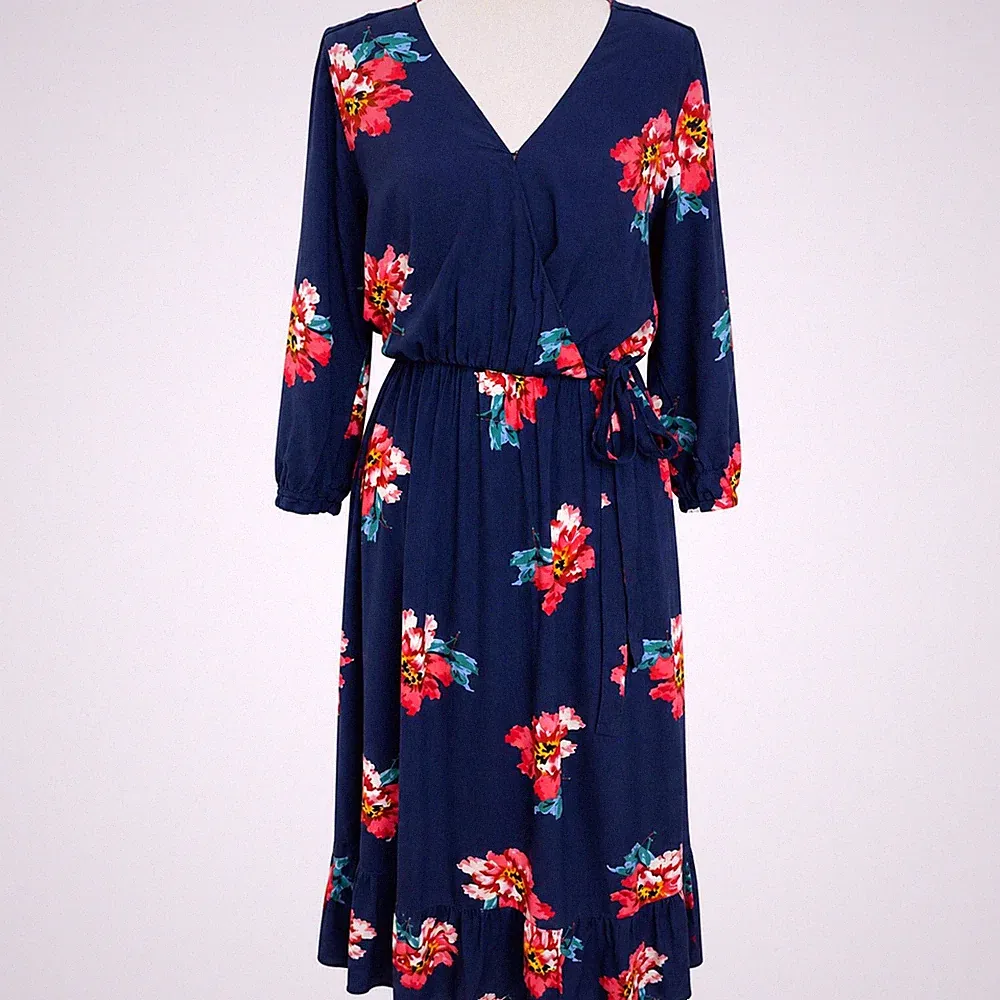 Joules Sommerkleid Größe 12 Blumen Wickeloptik marine rosa Hochzeitsgast