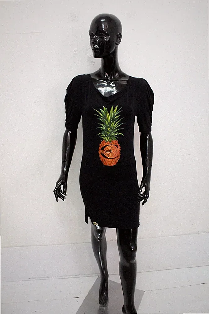 Just Cavalli Kleid Frau Größe 42 Kleid Logo Etuikleid Schwarz Sommer