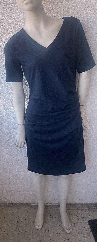 Kaffe Etuikleid India Jersey Kleid Strickkleid gerafft kurzarm M Dress knielang