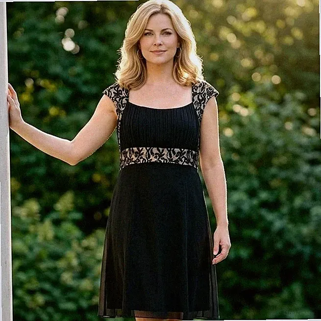 Kaleidoscope schwarz Spitze Chiffon Kleid UK 16 elegant Abend Hochzeit Gast Midi