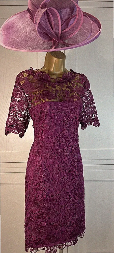 Kaleidoscope UK 12/14 Maulbeere Spitze Mutter Braut Gast Kleid Hochzeit Party Rennen