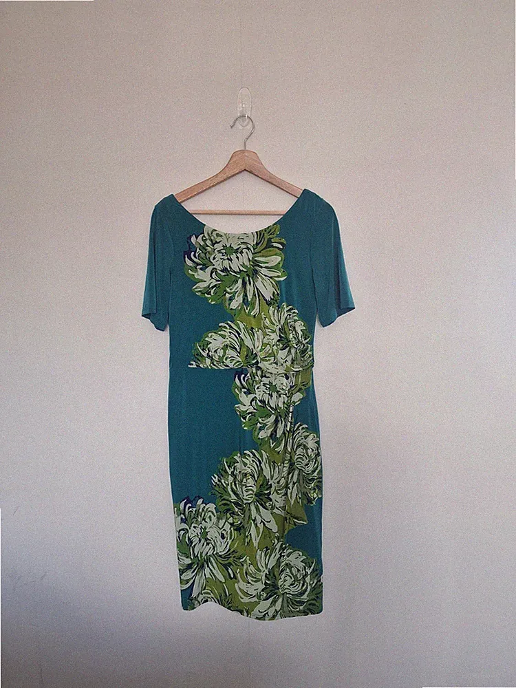 Kaliko Damen Kleid Größe 14 Grün Blumenmuster Party Anlass Gast Abend