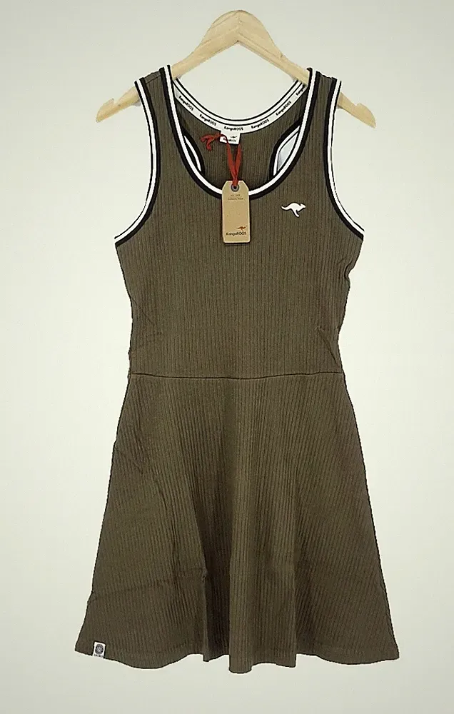 KangaROOS Damen KLEID Skaterkleid Jersey khaki 40 42 NEU K128