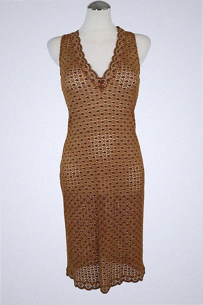 Karen Millen Damen Kleid Gr. 36 (UK 10) Braun Etuikleid Dress