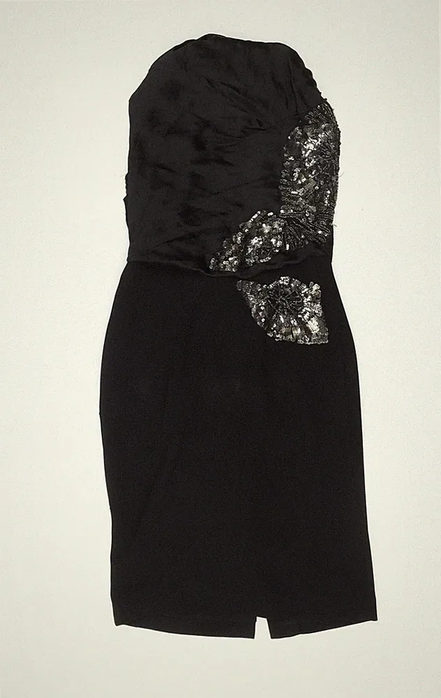Karen Millen Damen schwarz Pailletten trägerlos Etuikleid Größe 10