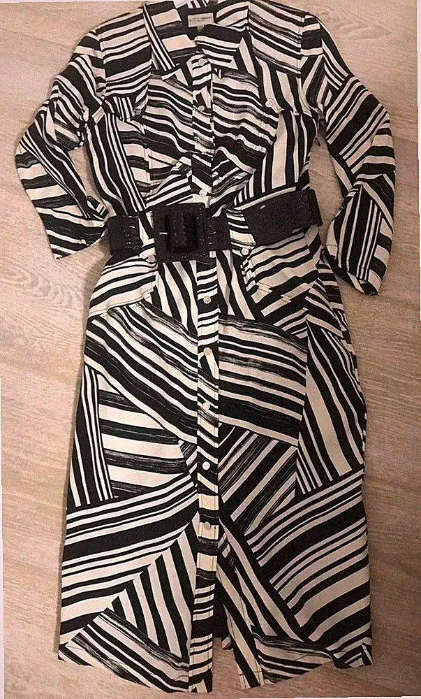 Karen Millen Elegantes Seidenkleid Etuikleid Kleid mit langen Ärmeln Gr.40 NEU