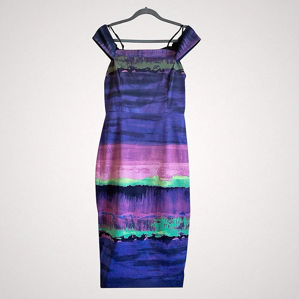Karen Millen lila Bodycon Kleid UK 10 | US 6 Hochzeit Gast Party Taufe