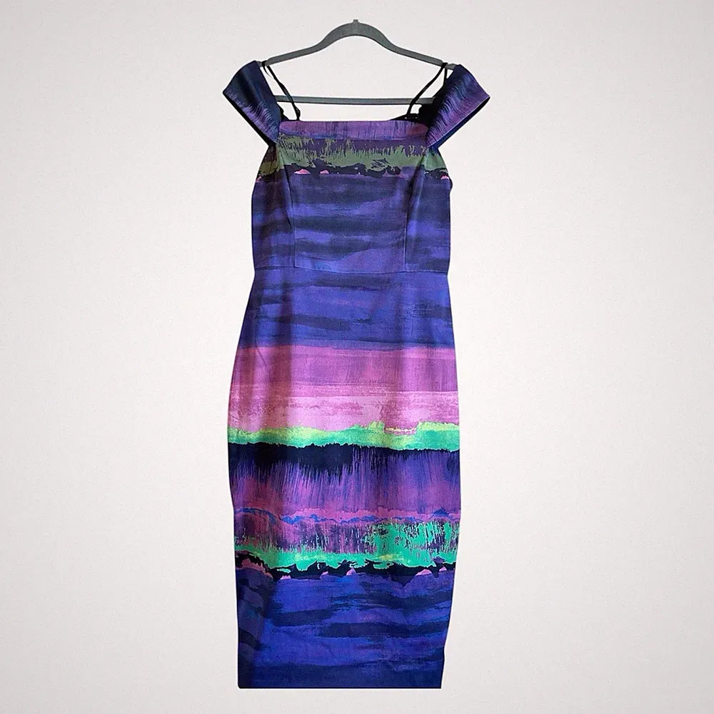 Karen Millen lila Bodycon Kleid UK 10 | US 6 Hochzeit Gast Party Taufe