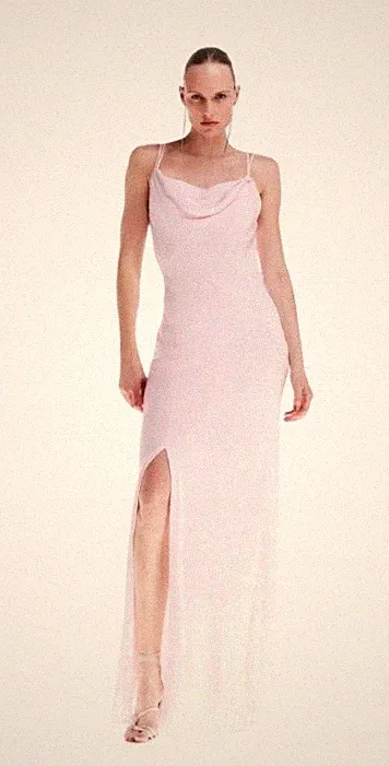 Karen Millen Maxi-Kleid Rosa Träger Gr. 44