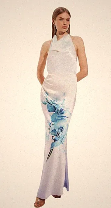 Karen Millen Tall Maxikleid Floral Weiß 40