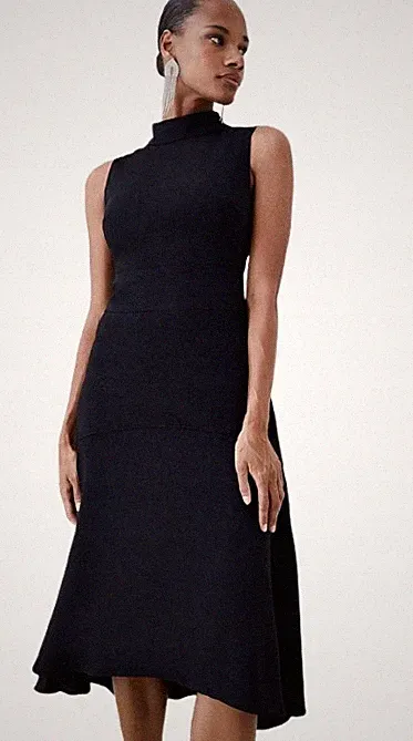 Karen Millen Tall Midi-Kleid Schwarz Gr.34