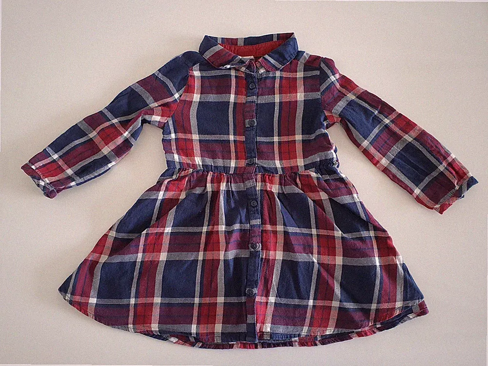 KARIERTES BLUSEN KLEID FÜR MÄDCHEN KINDER VON H&M GR.86 SOMMER OUTFIT DRESS BUNT