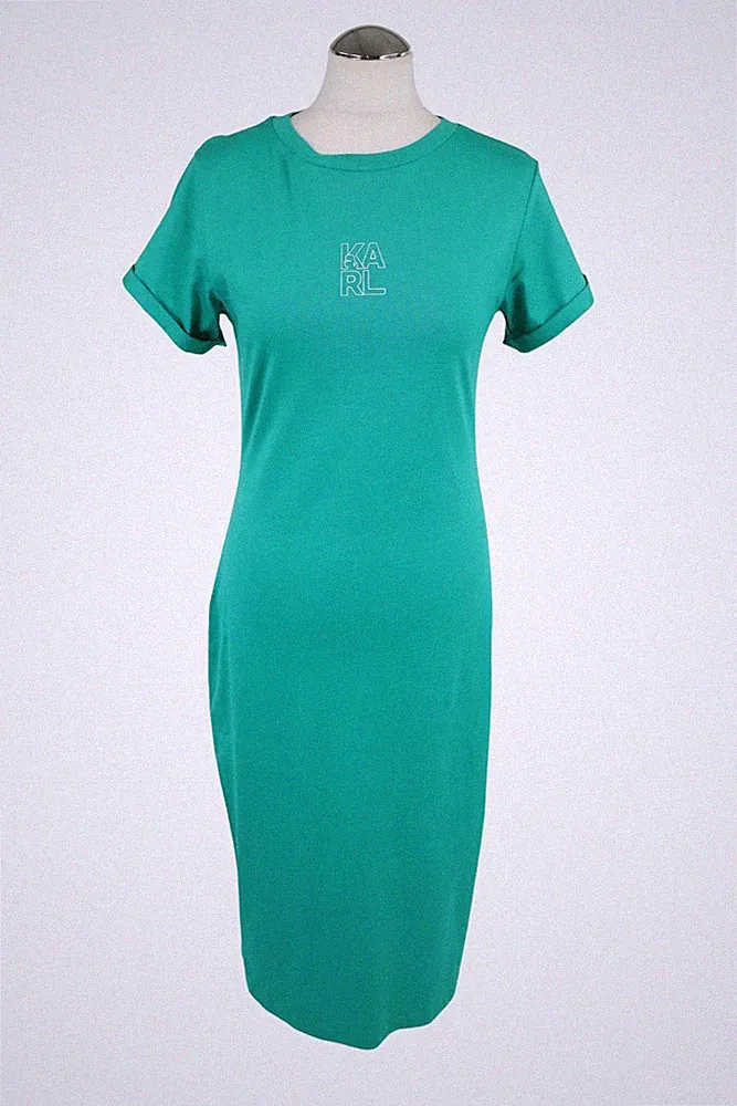 Karl Lagerfeld Damen Kleid Gr. 38 (M) Grün Baumwolle Kleid Etuikleid Dress