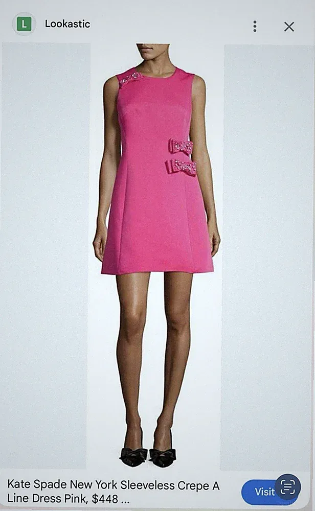 Kate Spade New York A-Linien-Kleid Rosa Crêpe ärmellos Schleife kurz M