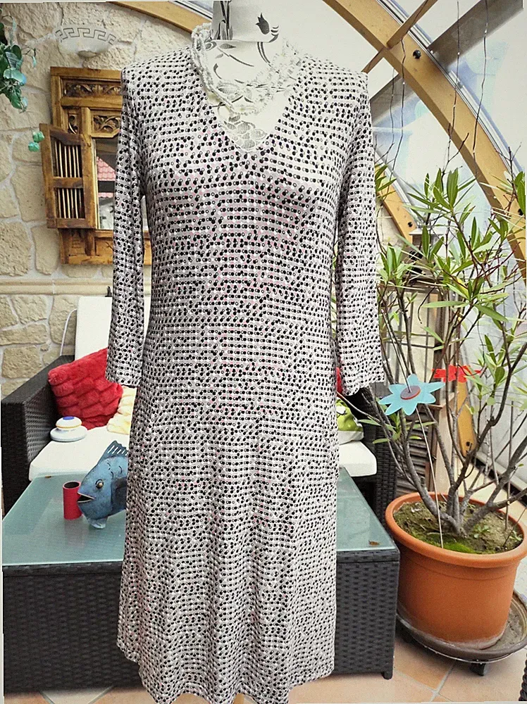 KD Klaus Dilkrath Kleid Etuikleid Shirtkleid Tunika Bluse 2-lagig M L 40 Top