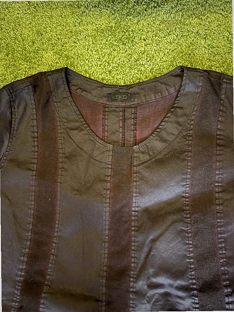 KEKO Design Gr 4 Lederkleid, Mittelalter,Gr 58/54 Weinrot In StreifenOptik NEU