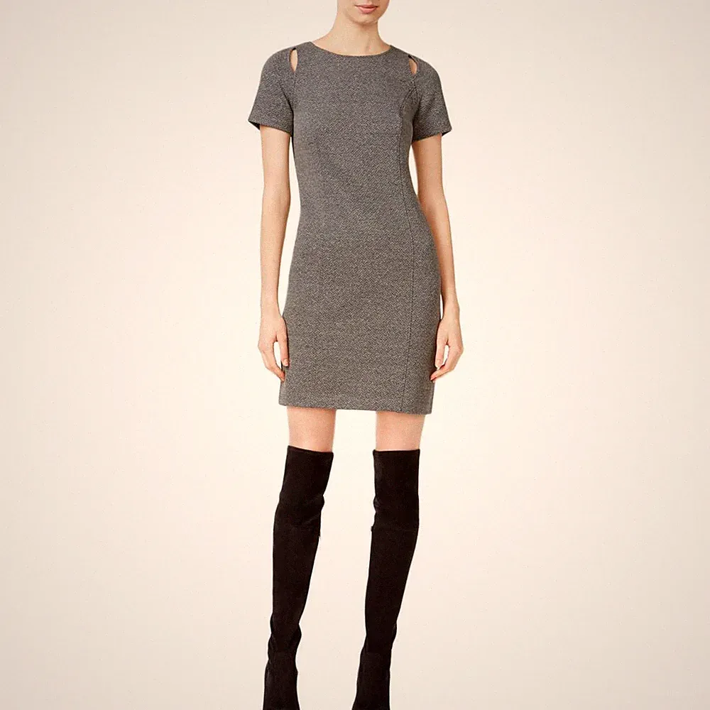 Kensie Damen Grau Mantel Kurzärmlig Ausgeschnitten Cocktailkleid L